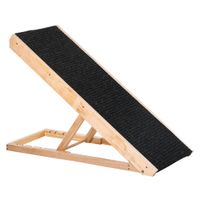 Haustierrampe mit rutschfestem Teppich verstellbar aus Kiefernholz Schwarz+Naturholz 90 x 40 x 61 cm