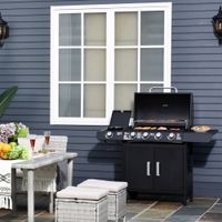 Gasgrill BBQ Multifunktion Metall Schwarz 125 x 51 x 100 cm