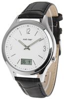 Funk-Armbanduhr Metall-Gehäuse, Leder-Uhrband