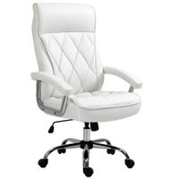 Chefsessel höhenverstellbar luxuriös PU-Leder Metall Schaumstoff Weiß 66x69x121 cm