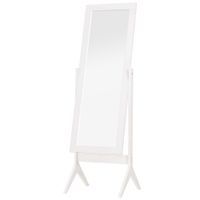 Standspiegel Ganzkörperspiegel Schminkspiegel Erhöhte Füße Pflegeleicht MDF Weiß 47 x 46 x 148 cm