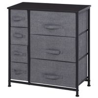 Schubladenschrank mit 7 Stoffschubladen Metallgestell + Holz + Vliesstoff Grau 63,5 x 30 x 71 cm