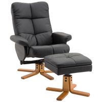 Relaxsessel Fernsehsessel 360° mit Hocker Liegefunktion Holzgestell Schwarz 80 x 86 x 99cm