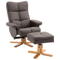 Relaxsessel 360° drehbarer Sessel mit Hocker Liegefunktion Holzgestell Braun 80 x 86 x 99cm