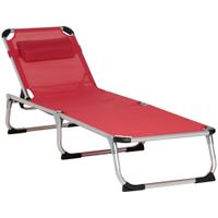 Sonnenliege Gartenliege Alu Stoffliege faltbar ergonomisch Netzstoff Rot 170 x 60 x 76 cm