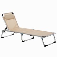 Sonnenliege Gartenliege Alu verstellbar faltbar ergonomisch Netzstoff Beige 170 x 60 x 76 cm