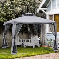 Gartenpavillon Pavillon Gartenzelt mit 4 Seitenwänden 3 x 3 m Hellgrau