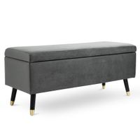 Sitzbank, Polsterbank mit Stauraum, Metall, Schaumstoff, Kautschukholz, Kohlegrau, 110 x 43 x 45 cm