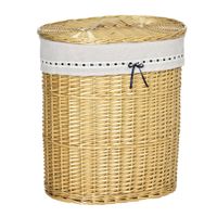 Wäschekorb aus Weide Weidenrute Wäschesammler geflochten mit Deckel Natur 100L 51 x 38 x 57 cm