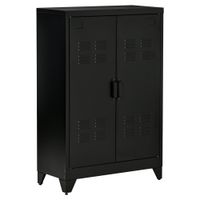 Sideboard Aktenschrank mit Lamellentüren mit 2 verstellbaren Einlegeböden Schwarz 75 x 33 x 110 cm