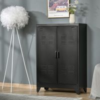 Sideboard Aktenschrank mit Lamellentüren mit 2 verstellbaren Einlegeböden Schwarz 75 x 33 x 110 cm