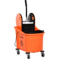 Reinigungswagen Fahreimer Wischwagen mit Auswringvorrichtung 36 Liter, Schwarz Orange
