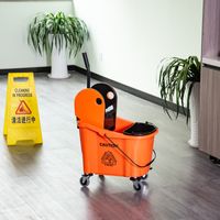 Reinigungswagen Fahreimer Wischwagen mit Auswringvorrichtung 36 Liter, Schwarz Orange