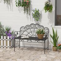 Gartenbank Parkbank Sitzbank Bank Gartenmöbel 2-Sitzer Metall Schwarz