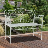 Gartenbank Parkbank Sitzbank Bank Gartenmöbel 2-Sitzer Metall Weiß