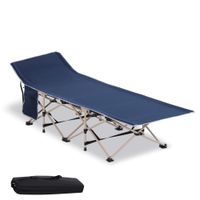Feldbett mit Aufbewahrungstasche, faltbar, Inkl. Tragetasche, Stahl Oxford, Blau, 190 x 68 x 52 cm