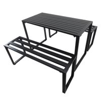 Outdoor Tisch-Set Festgarnitur 3-tlg. Sitzgruppe Gartengarnitur Metall