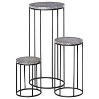 Blumenständer 3er Set aus Metall Marmoroptik -  Schwarz/Grau