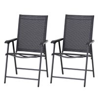 Klappstuhl mit Armlehne 2er Set Campingstuhl Angelstuhl Metall Schwarz 58 x 64 x 94 cm