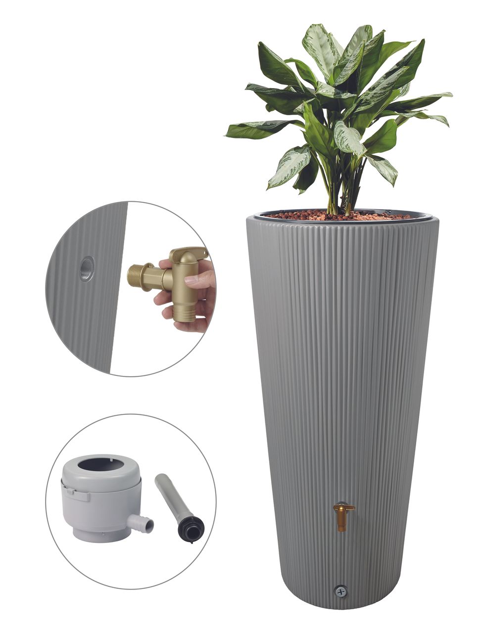 Regenspeicher VASO Decor UV- und witterungsbeständig Volumen 220 l zinkgrau kaiserkraft