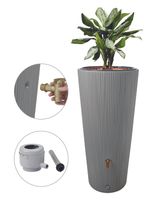 VASO 2in1 DECOR Regenspeicher 220 Liter inkl. Anschlussset und Auslaufhahn zinkgrau
