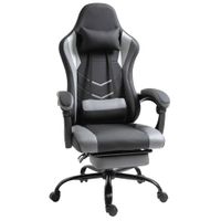 Ergonomischer Gaming Stuhl Höhenverstellbar mit Lendenkissen Fußstütze Schwarz 62x52x128cm