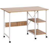 Klapptisch Schreibtisch Beistelltisch Mobiler Computertisch mit Rollen MDF Natur 107 x 55 x 76 cm