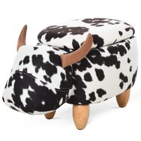 Tierhocker, Dekohocker mit Stauraum, Polsterhocker mit Tier-Design, Schwarz+Weiß, 62 x 35 x 36 cm