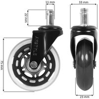 5er Set Bürostuhlrollen 7 x 7 x 3 cm Schwarz