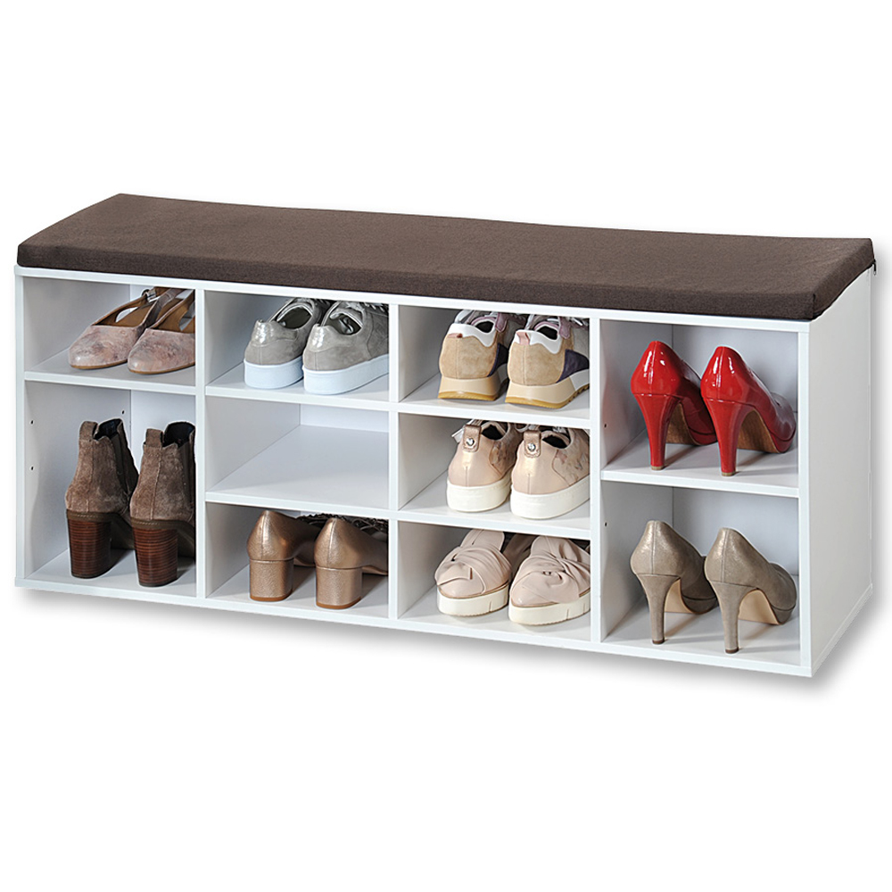 Kesper Schuhschrank mit Sitzkissen, weiß