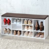 Schuhschrank mit Sitzkissen, weiß