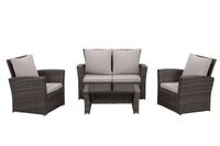 Lounge Set Polyrattan Gartenmöbel Set 4-teile für 3-4 Personen Garten & Balkon Sitzmöbel-Set (Grau)
