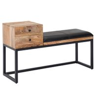 Sitzbank Ziegenleder / Massivholz 100x60x35 cm