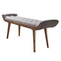 Sitzbank Stoff / Holz Polsterbank 125x51x38 cm Grau Bettbank Flurbank