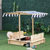 Sandkasten mit Dach Rücklehnen Tannenholz 3-7 Jahren Natur