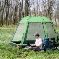 Camping Zelt 6 Personen Zelt PU2000mm. Grün 320 x 320 x 180 cm