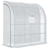 Foliengewächshaus mit 2 Türen Pflanzenaufzucht UV-Schutz Stahl PE Weiß 200 x 100 x 213 cm