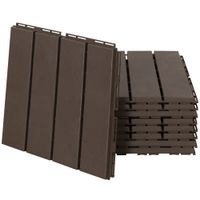 9er Set Terassenfliesen Balkon 30x30 cm Garten-Klickfliese Bodenbelag Innen Außen Kunststoff Braun