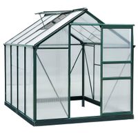 Gewächshaus mit Dachfenster Aluminium 190 x 252 x 201 cm - Grün+Transparent