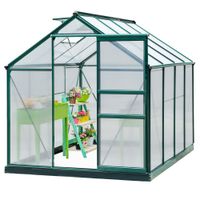 Gewächshaus mit Dachfenster Aluminium 190 x 252 x 201 cm - Grün+Transparent
