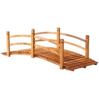 Gartenbrücke mit Geländer aus Massivholz - Orange