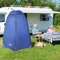 Pop up Mobiles Camping Duschzelt mit Innentasche Wasserfest Polyester Dunkelblau 120 x 120 x 190 cm