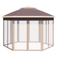 Gartenpavillon ca. 4 x 4 m, sechseckig - Beige+Khaki
