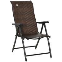 Polyrattan Gartenstuhl klappbar Rückenlehne 7 stufig Braun+Schwarz 58x71x111cm