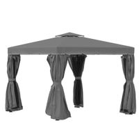 Gartenpavillon Pavillon 2,96 x 2,96 mit Doppeldach Moskitonetz Alu