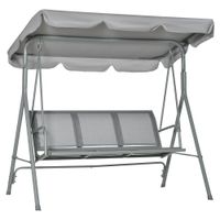 Hollywoodschaukel 3-Sitzer Schaukelbank mit Dach Metall Grau+Silber 170 x 110 x 153cm
