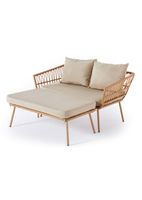 2-Sitzer Liegesofa MARIANE Gartenliege inkl. Hocker braun/cream
