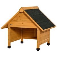 Holzgarage für Rasenroboter Mähroboter Carport  Sonnen- & Regenschutz Gelb 75 x 76 x 70 cm