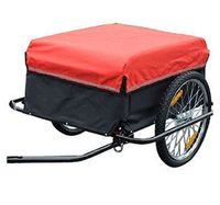 Transportanhänger Lastenanhänger Fahrrad CargoTrailer Schwarz + Rot L140 x B88 x H60 cm
