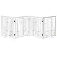 Holz Absperrgitter für Hunde Bidirektionales Falten Stahl Weiß 305 x 35,5 x 82 cm